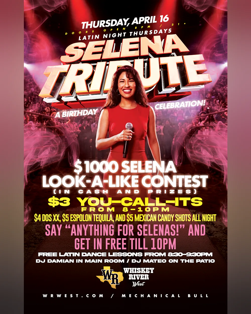 Thursday - Latin Night Thursday - Selena Tribute - A Birthday Celebration!