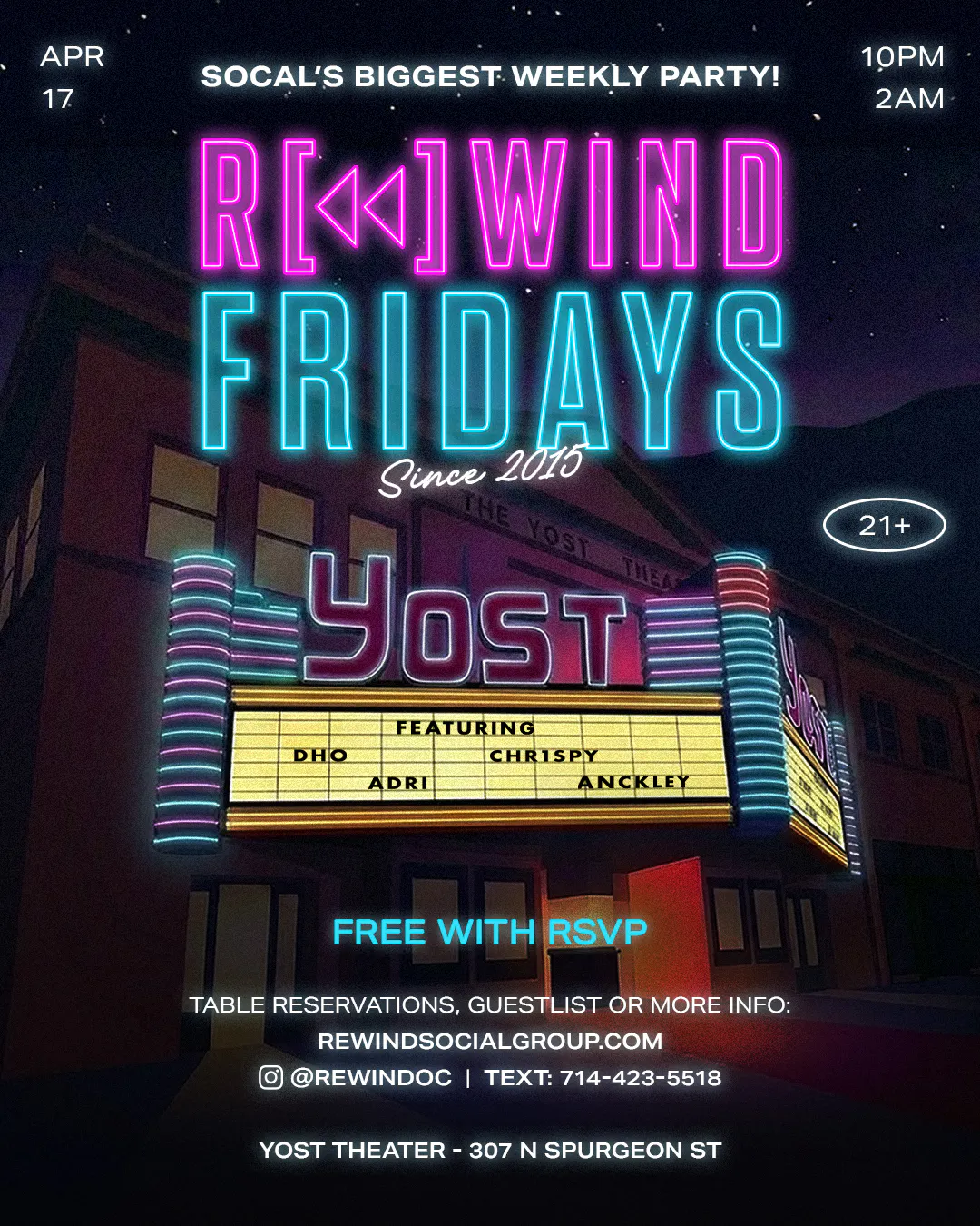 REWIND FRIDAYS · CHR1SPY | Yost Theater