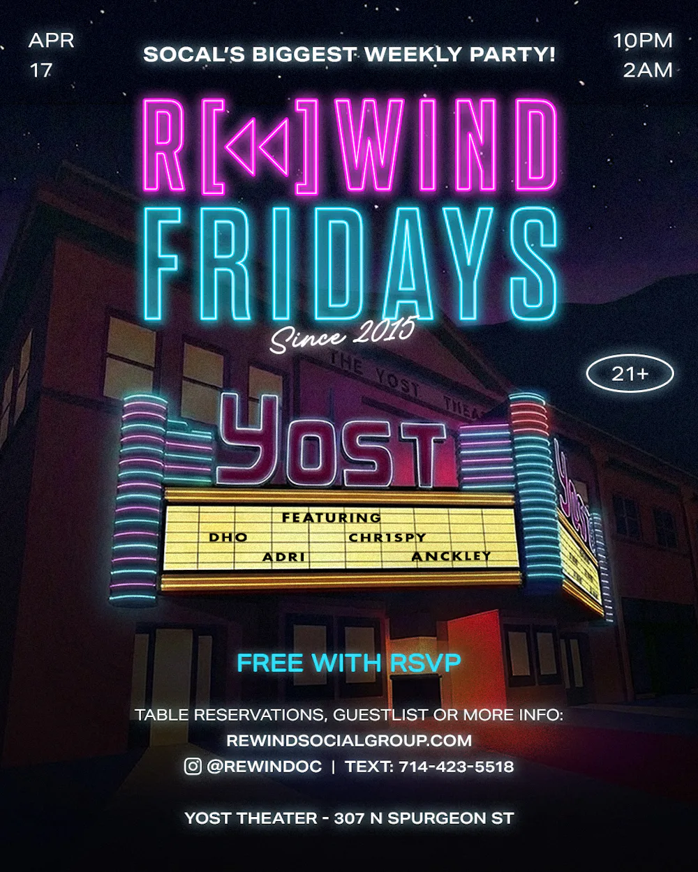 REWIND FRIDAYS · CHR1SPY | Yost Theater