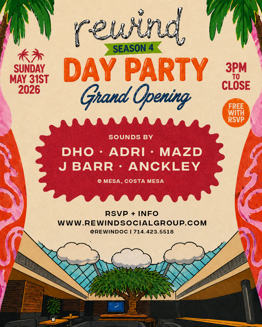 REWIND DAY PARTY · SEASON 4 LAUNCH PARTY | Mesa
