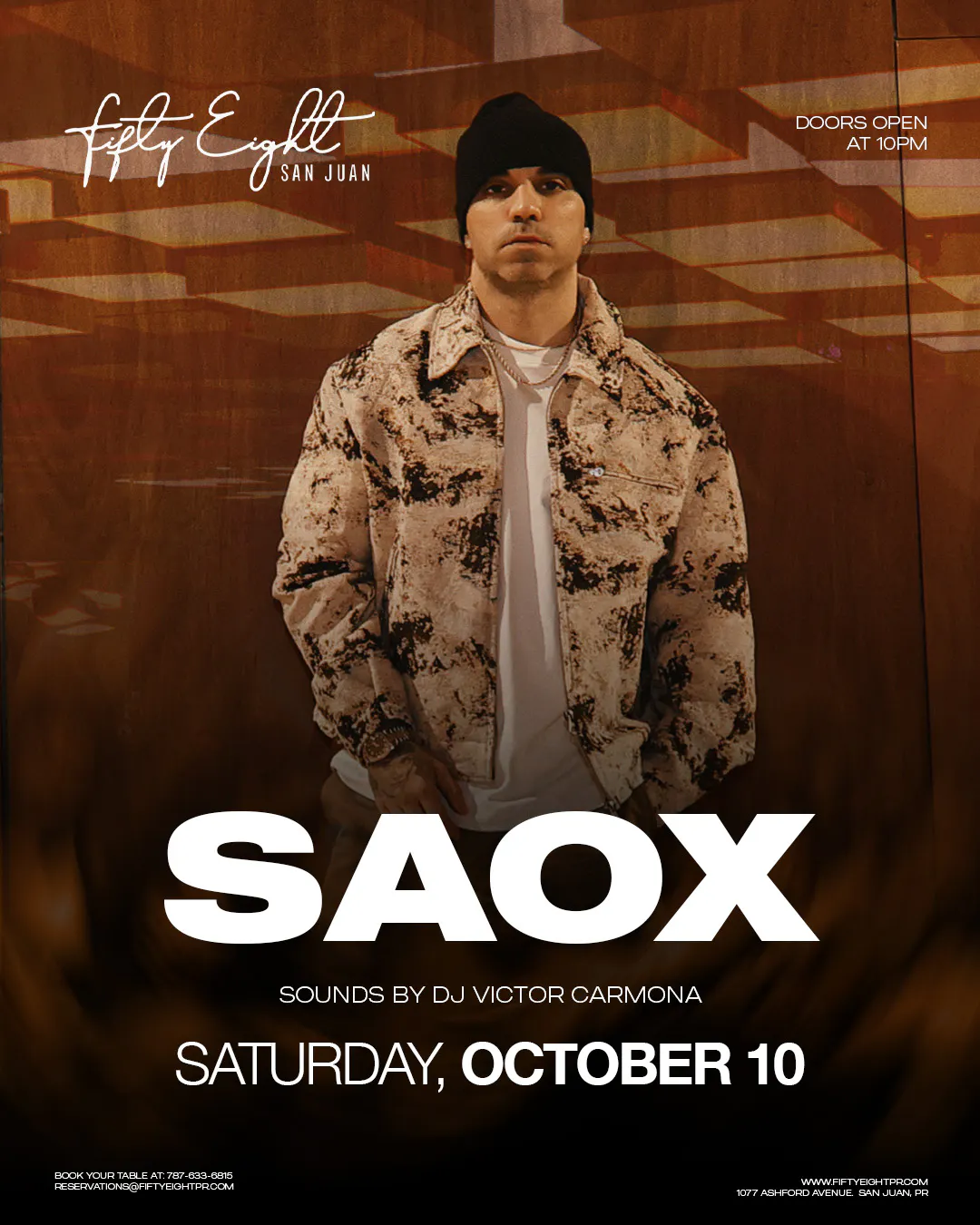 SATURDAY 10/10 | SAOX| SOUNDS BY DJ VICTOR CARMONA