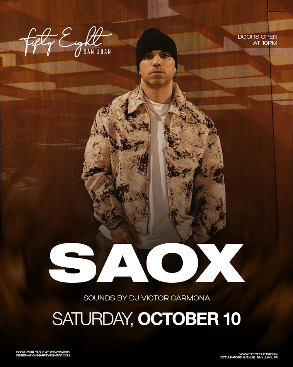 SATURDAY 10/10 | SAOX| SOUNDS BY DJ VICTOR CARMONA